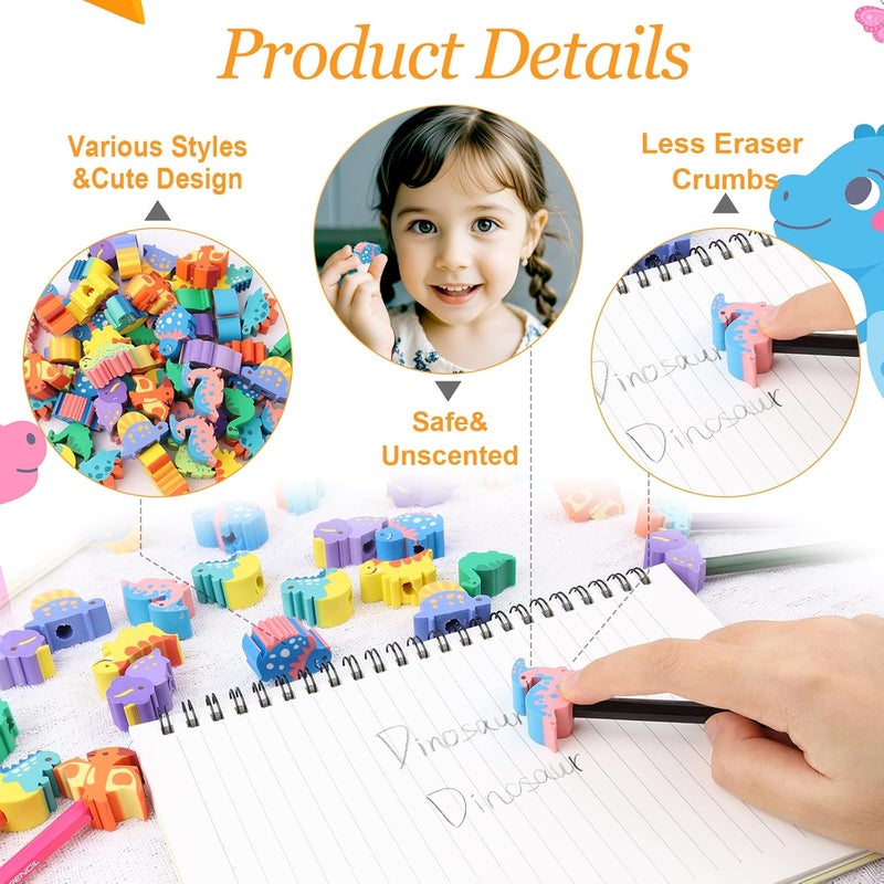 Wolpark 30 PCS Dinosaur Pencil Top Erasers for Kids Bulk Cute Dinosaur Eraser Caps Pencil Eraser Tops for Kids Erasers Toppers for School Party Favors Back to School Supplies - Image 4